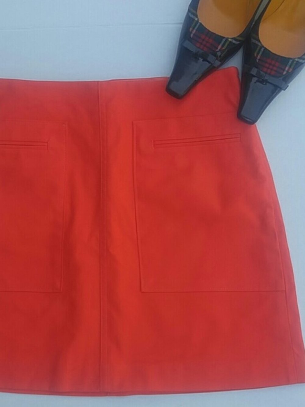 Banana Republic SZ O Mini Orange Cotton & Spandex A-Line Lined Skirt